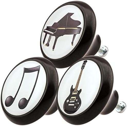 Furniture Door Knobs Mixed Set 0663 3 pcs Music 107 Black modern domed shaped surface in shiny glass optics 45mm Cabinet Drawer Pull Handle Ceramic Porcelain Cupboard Home Decor
