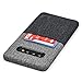 Dockem Luxe N1 Card Case for Samsung Galaxy S10 Plus: Ultra Slim 1 Slot Wallet Case, Synthetic Leather with UltraGrip Twill Canvas Styling: S10+ [Black & Grey]