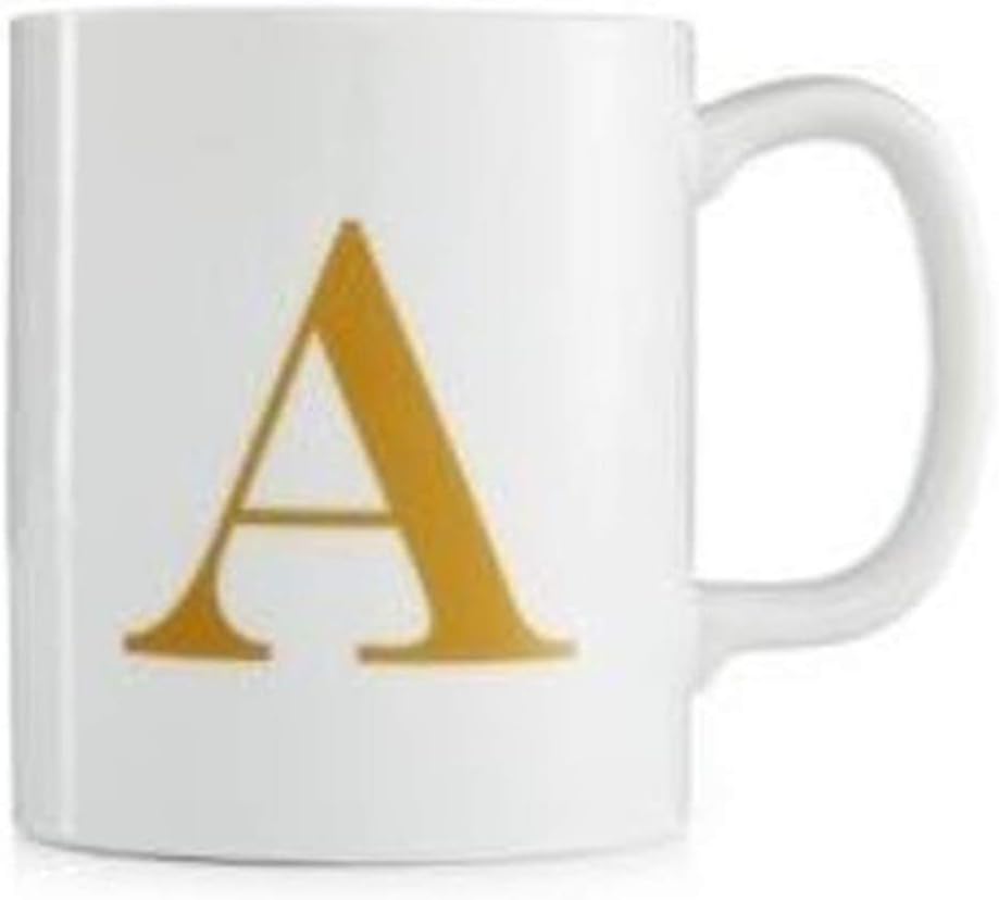 The Cellar Gold-Tone Initial Mug Collection Porcelain Letter 'A' Mug