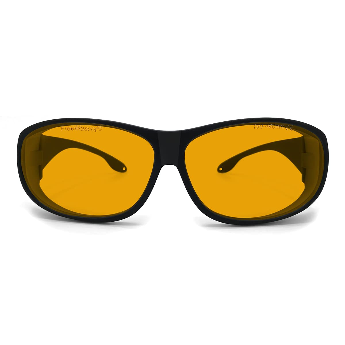 FREEMASCOT Professional OD 6+ 190nm-490nm Wavelength Violet/Blue Laser Safety Glasses for 405nm, 445nm, 450nm,473nm Laser (Black) (Style 4)