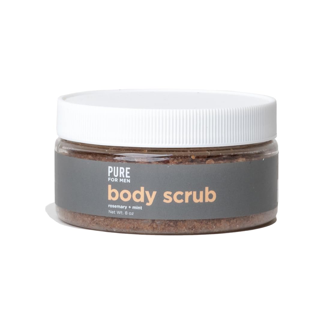 Pure for Men's Exfoliating Bum & Body Scrub | Gentle & Natural Cleanser, Removes Dead Skin Cells & Leaves Skin Smooth | Lemon & Spearmint | 8 ounces