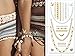 Boho Gold Temporary Tattoos - Metallic Gold Henna Tattoo Kit | 10 sheets & 100+ designs | Boho Glitter Accessories Stickers | Fits Men, Women & Kids | For Face, Body, Music Festival Clothing, Costumes