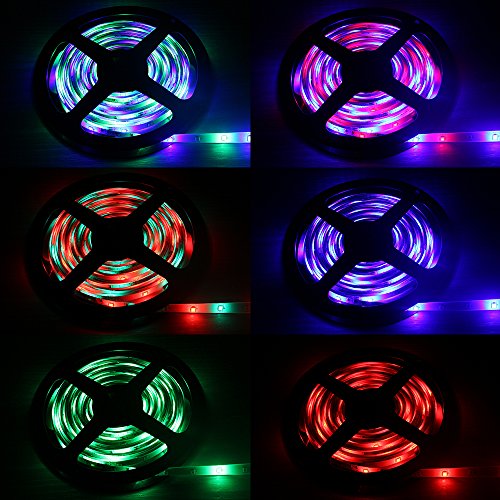 B2ocled 12V DC Flexible LED Strip Lights, 16.4ft/5m LED Light Strips,300 Units 2835 LEDs, Waterproof, Lighting Strips, LED Tape-RGB