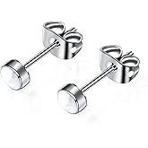 Titanium Stud Earrings for Women Earrings 4mm Natural Stone Gemstones Hypoallergenic Earrings Nickel Free Black Onyx 5mm Earrings for Women Sensitive Ears Turquoise