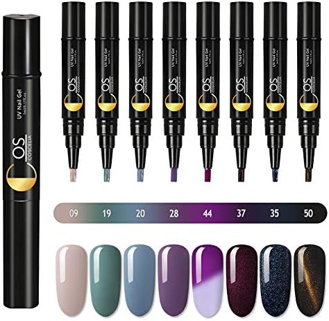 8PC One Step Nail Gel Set-3 in 1 Soak Off UV LED Naill Art Design, No Base&Top Coat Need,8 Colors Easy to Use UV Gel Lacquer #Green, Purple and Black