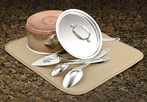 S&T 430100 Microfiber Dish Drying Mat, 16 by 18-Inch, Tan Circles