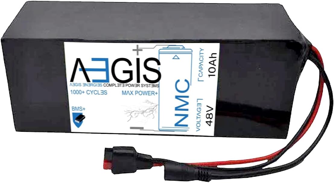 Aegis Battery 48V 10Ah (Lithium Battery + Charger) Rechargeable High-Energy Li-ion Battery BMS 500W e-Scooters e-Bikes