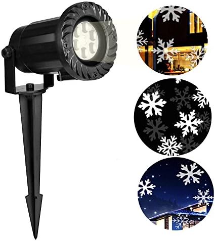 Christmas Projector Light,Christmas Snowflakes Projector Light Outdoor/Indoor Moving White Snowflake,Waterproof LED Holiday Projector Light for Christmas Party New Year Garden Tree Wall Decorations