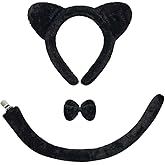 Joizomou Cat Ears and Tail Black Cat Costume Women Adult Halloween Cosplay Accessories Animal Ears Headband