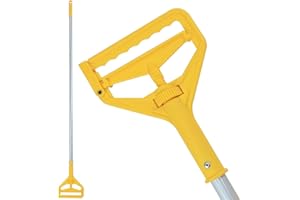 KLHB-YF Heavy Duty Commercial Mop Handle 60 Inch Adjustable Aluminum Mop Stick Replacement Yellow, Industrial Grade Quick Cha