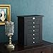 SONGMICS Black Jewelry Box Large Cabinet Faux Leather Storage Case Organizer with Lock and Mirror UJBC06B