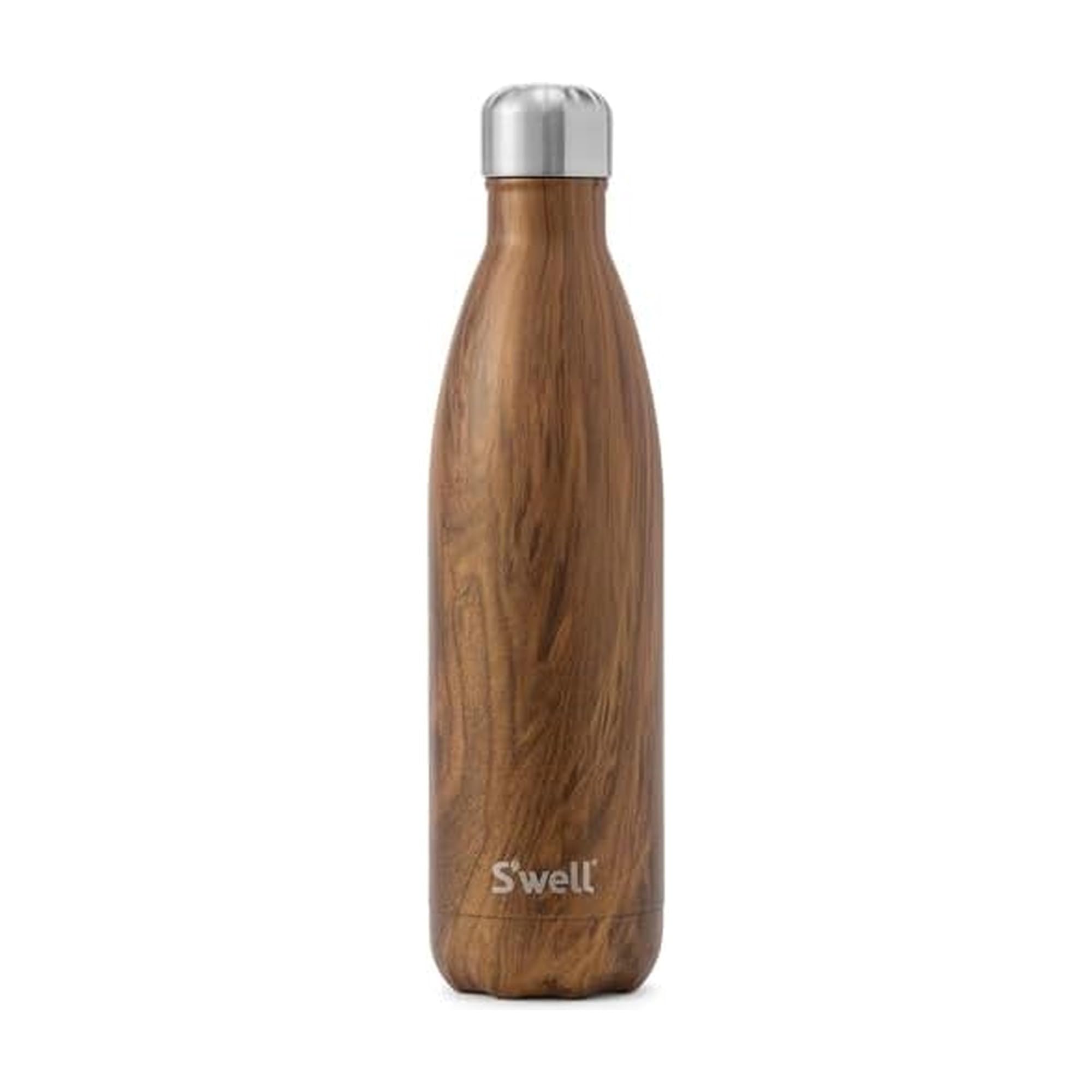 S'well drinking bottle, Steel, brown, 7x7x29.5 cm, Teakwood — image 1