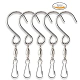 Teenitor Wind Spinner Hook, 5pcs 304 Stainless Steel Chime Swivel Clip Hook Rotate Turn Twist Spin Hang