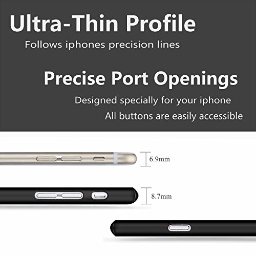 iPhone 6 Case, DecaStars [Ultra-thin Series] 2-in-1 Full-body Protective Back Cover [Slim Fit] with Tempered Glass Screen Protector for Apple iPhone 6 Case & iPhone 6s Case 4.7" - Black