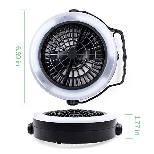 LESTAR Camping Lantern, USB Powered or Battery Operated Fan, Tent Fan Light (2rd Generation), The Best Camping Gear for Truck Tent, Fishing, Emergencies, Hurricanes, Outages