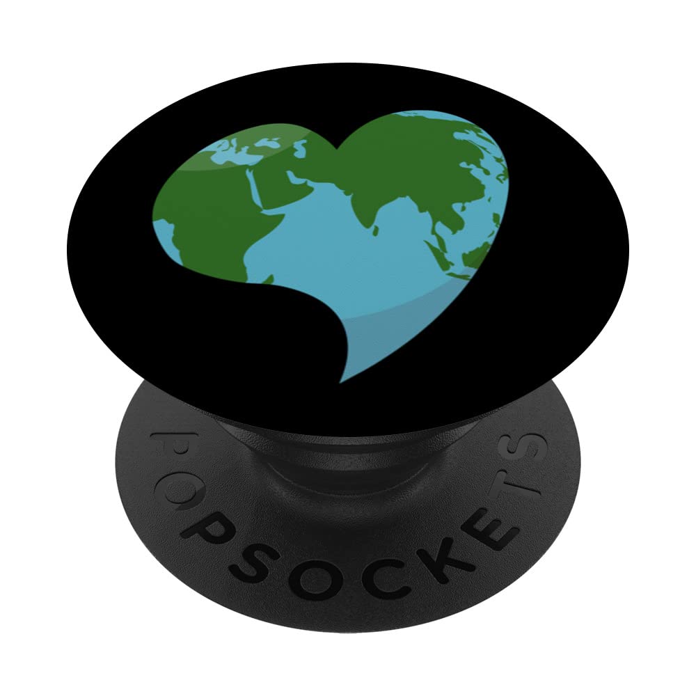 Earth in heart shape world heart PopSockets Swappable PopGrip