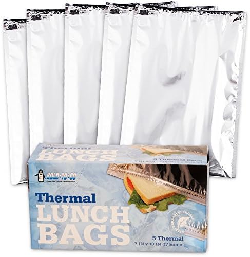 Insulated Resealable Sandwich Bag / Reusable Thermal Lunch Snack Bento Picnic Pouch, 5 Count