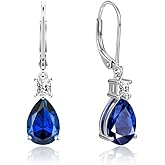 Birthday Gifts Birthstone Earrings for Women: Solid 925 Sterling Silver Hypoallergenic Leverback Infinity Teardrop Dangle - Valentine's Day Christmas Anniversary Presents for Wife Girlfriend Mom Her