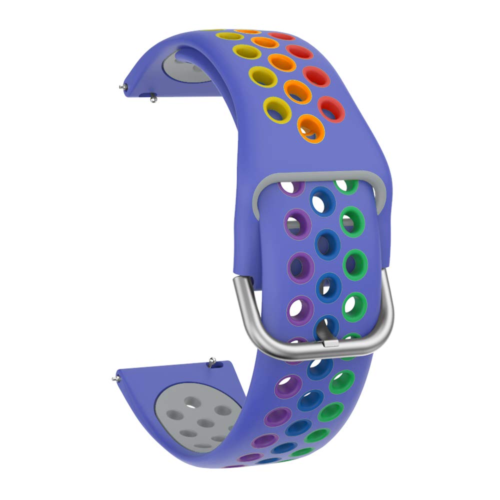 ISABAKE Rainbow Strap for Samsung Galaxy Watch 42mm/Gear Sport/Garmin Vivoactive 3/Vivomove HR - 20mm Silicone Quick Release Watch Band