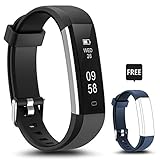 Fitness Tracker, LYOU U5 Activity Tracker: Fitness Watch Smart Bluetooth Wristband with Sleep Monitor and Black Replacement Strap for Android or iOS (Black+blue(strap))