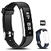 Fitness Tracker, LYOU U5 Activity Tracker: Fitness Watch Smart Bluetooth Wristband with Sleep Monitor and Black Replacement Strap for Android or iOS (Black+blue(strap))
