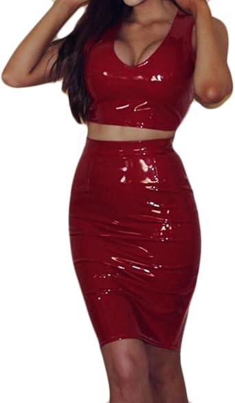 red leather set outfit