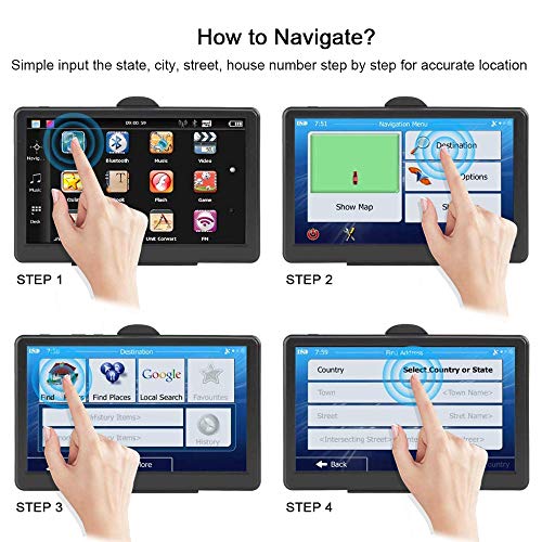 GPS Navigation for Car 2019 Map, 7 Inches HD Touch Screen Direction Car GPS Navigation System with Built-in Lifetime Maps Update