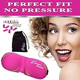 Sleep Mask by DREAM MAKER® - Anti-Aging ( Ultra Soft PINK Sleeping Mask ) Eye Mask comfortable and Contoured Eyemask Silk Blindfold with Ear Plugs Travel Pouch Best Eyeshade - Men Women Kids Girls
