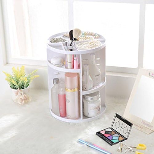 TamPa 360-Degree Rotating Makeup Organizer DIY Detachable Spinning Makeup Holder Adjustable Multi-Function Cosmetic Storage Unit Fits Different Types of Cosmetics and Accessories (White)