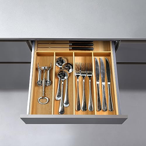 VaeFae Bamboo Silverware Organizer, Utensil Holder for Drawer, Wooden
