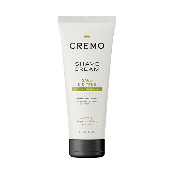 CREMO SAGE & CITRUS SHAVE CREAM, ASTONISHINGLY SUPERIOR ULTRA-SLICK SHAVING CREAM FOR MEN, FIGHTS NICKS, CUTS AND RAZOR BURN, 6 FL OZ