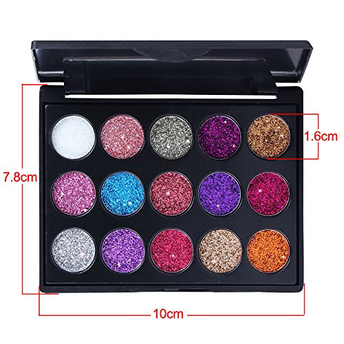 shamrock58 CmaaDu Multicolor Shimmer Glitter Eye Shadow Powder Palette Matte Eyeshadow Cosmetic Makeup 15 Colors (A)