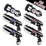 Power Tag Infrared Laser Tag Gun & Glove Set - for Kids & Adults - 6 Player Pack with 4 Guns and 2 Battle Blasters - Infrared -1mW