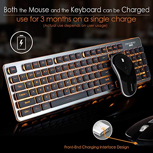 Wireless Gaming Keyboard and Mouse Combo, LED RGB Backlit Rechargeable 3600mAh Battery, Mechanical Feel Anti-ghosting… - Image 2