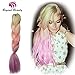 Ombre Jumbo Braiding Hair Extensions Synthetic Yaki Straight High Temperature Fiber Crochet Braids Hairstyles (Blond Pink Purple)