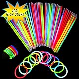 Neon Light Up Glow Sticks Bright Glo Lite Stix 8'' Bracelet Necklace Favors 200 Pcs Pack