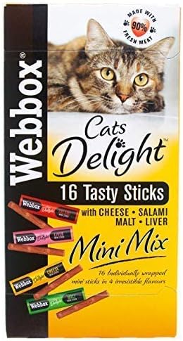Webbox Cat Delight Treat Sticks Mini Mix Assorted Chews Healthy Natural Pet Food Snack for Kitten Wellness 16 Dry Sticks (Pack of 10) - Image 3