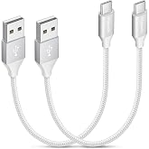 etguuds USB to USB C Cable 1ft, 2-Pack USB A to USB C Charger Cord Type C | Fast Charging for Samsung Galaxy A17 A16 A15 A26 A36 A56, S26 S25 S24 S23 S22 S21 S20 S10, for iPhone 17 16 15, Moto, White