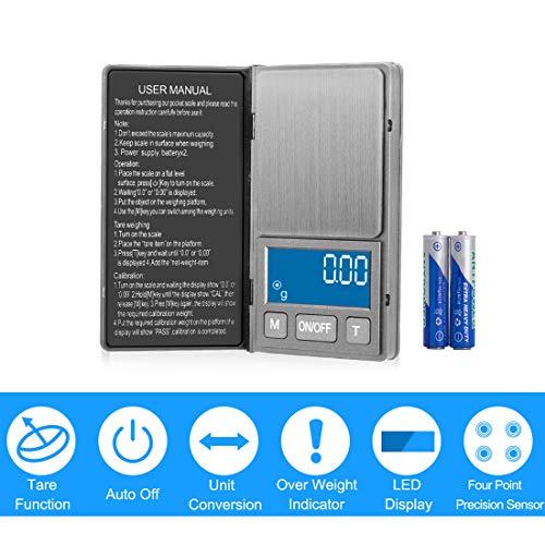 Gram Scale Digital Pocket Scale, 0.01g 200g High Precision, Ultra Slim Weed Scale with Stainless Steel & Large LED Perfect for Measuring Food, Weed, Jewelry, Gold, Coins(Battery Include) - Thumbnail 3