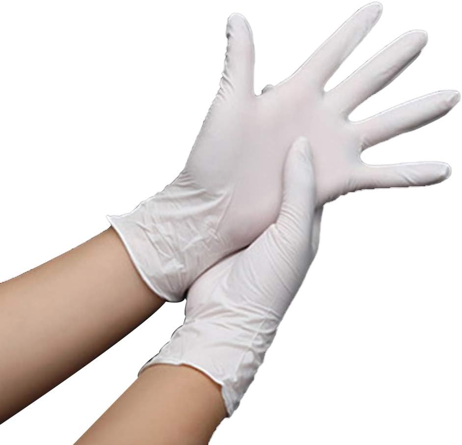 Limado 100 Pcs Disposable Gloves Medical Surgical Nitrile Powder Free Non Vinyl Latex (White, L)