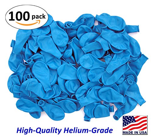 Pack of 100, Bright Blue Color Latex Balloons, MADE IN USA!