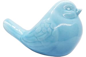 Realideas Blue Bird Figurine, Ceramic Chubby Bird Figure, Cottage Animal Statue Decoration for Home & Garden