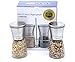 Delis Salt and Pepper Grinder Mill, Adjustable Grinders & Shakers Set, with Strong & Durable Mechanism, Brushed 304 degree Stainless-Steel, Glass Small Body, 5 Grade Adjustable Ceramic Rotor