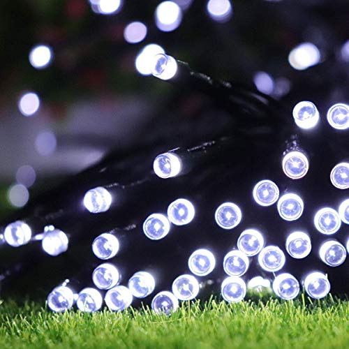 Dolucky Solar Christmas Lights, 72ft 8 Modes 200LED Solar String Lights, Waterproof LED White Solar Fairy Lights for Garden Balcony Deck Thanksgiving Christmas Decor(White)