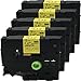 NEOUZA Compatible Label Tape Replacement for Brother ptouch Label Tape Black Print on Color Background (1/2inch(12mm), Yellow) 5PK