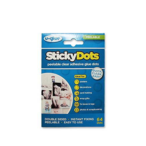 U-Glue Sticky Dots Peelable Removable Adhesive Pack of 64 10mm dia 200100