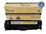 V4INK ® Replacement 304A CC532A Yellow Toner Cartridge for Color Laserjet CP2025 CM2320 Series Printers