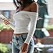 Soulomelody Womens Slim Fit Off Shoulder Crop Tops Lightweight Long Sleeve Rib-Knit Tee Tube Pullover for Summer White