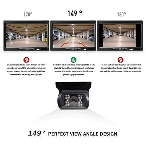 Backup Camera and Car 7 Inch Monitor Screen Waterproof Rear View Rearview Backing Parking Reversing Reverse Camera for Truck/Trailer/Pickups/RV When Reversing Parking to Avoid Blind Area eRapta ER01