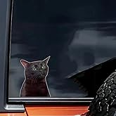 2 pcs Black Cat Funny Car Bumper Sticker,6 Inch Vinyl Decal, Waterproof,Die-Cut for Cars,Windows,Laptops